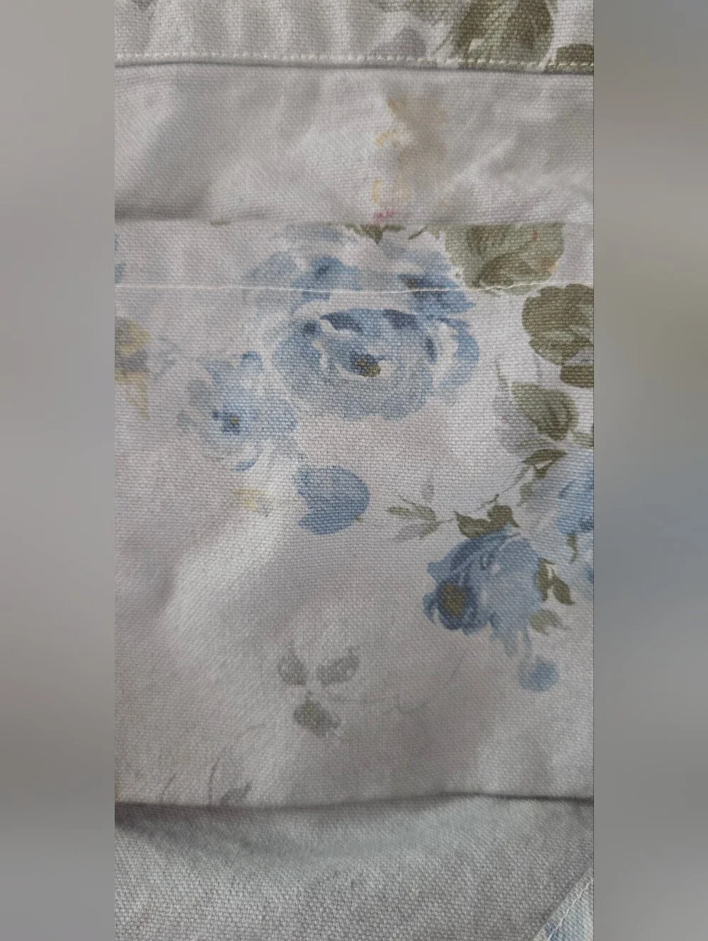 Floral Blue Canvas Tote Bag - Women's Shoulder Bag